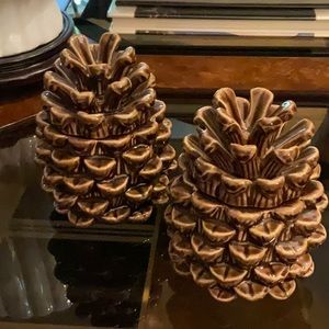 Beautiful pine cone votives or larger candle holder.  Gorgeous and nice.